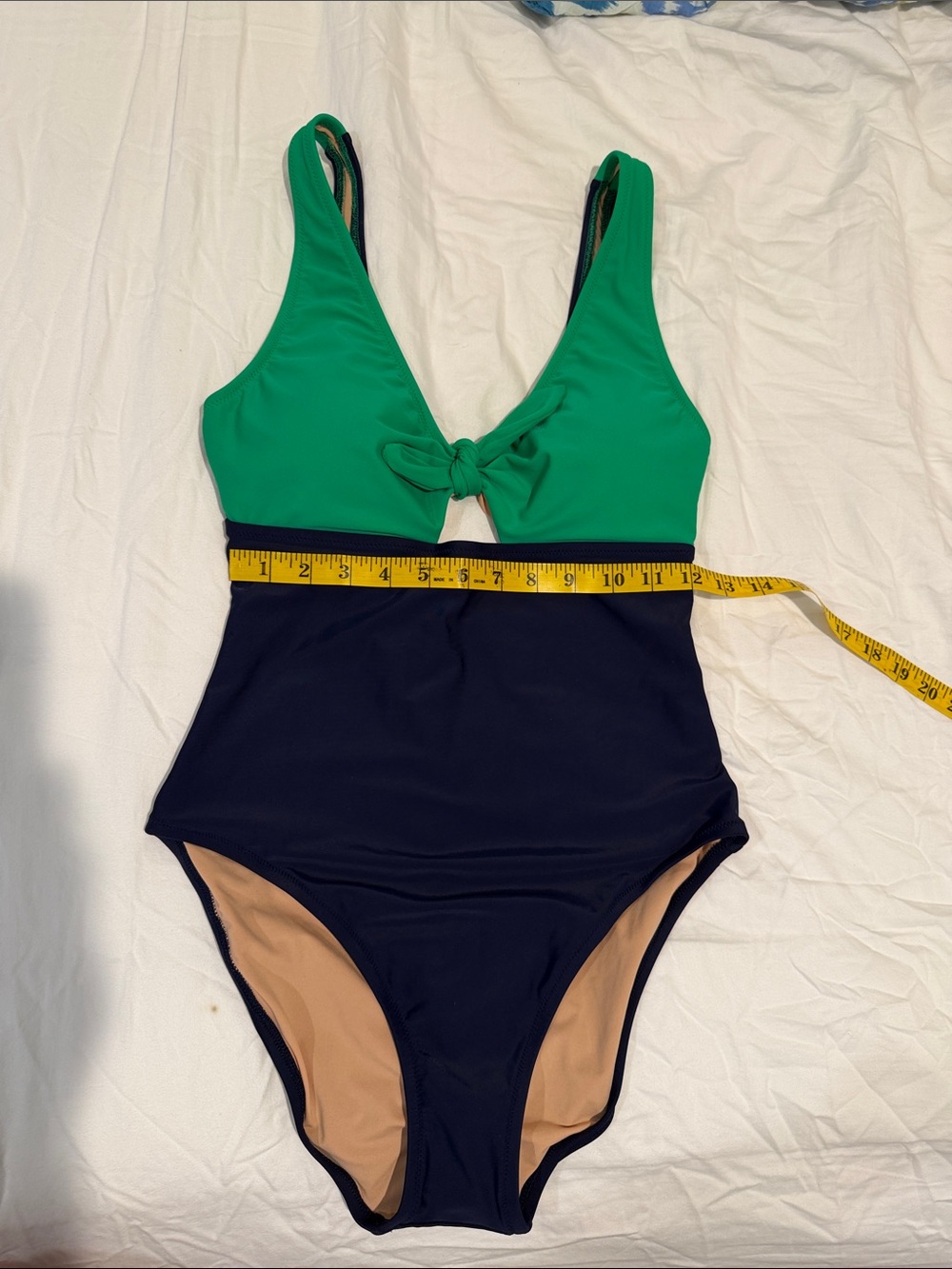 J. Crew One Piece Swimsuit in Navy and Green size Medium (NWT) - Picture 2 of 8